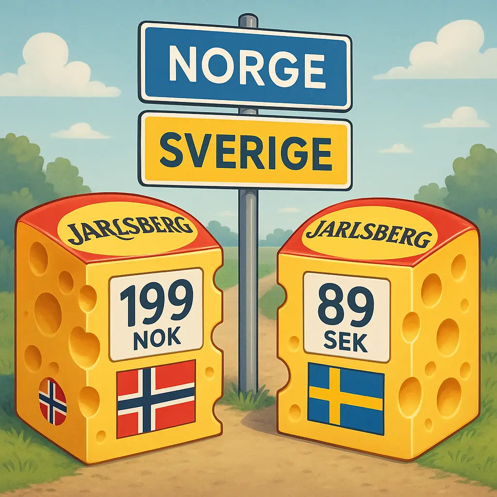 Hvorfor er Jarlsberg-ost billigere i Sverige enn i Norge